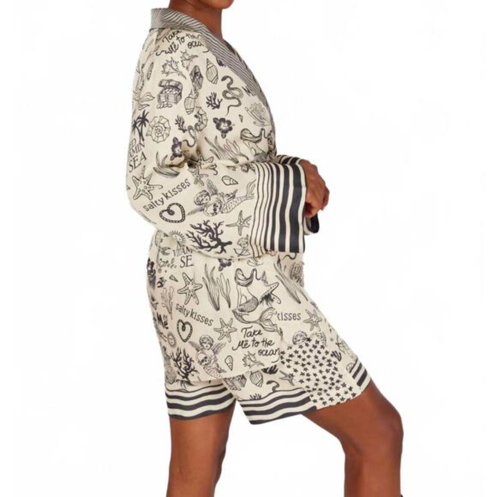 Me369 Isabel Kimono Mermaid Print Size S NWT Boho Resort Cover Up